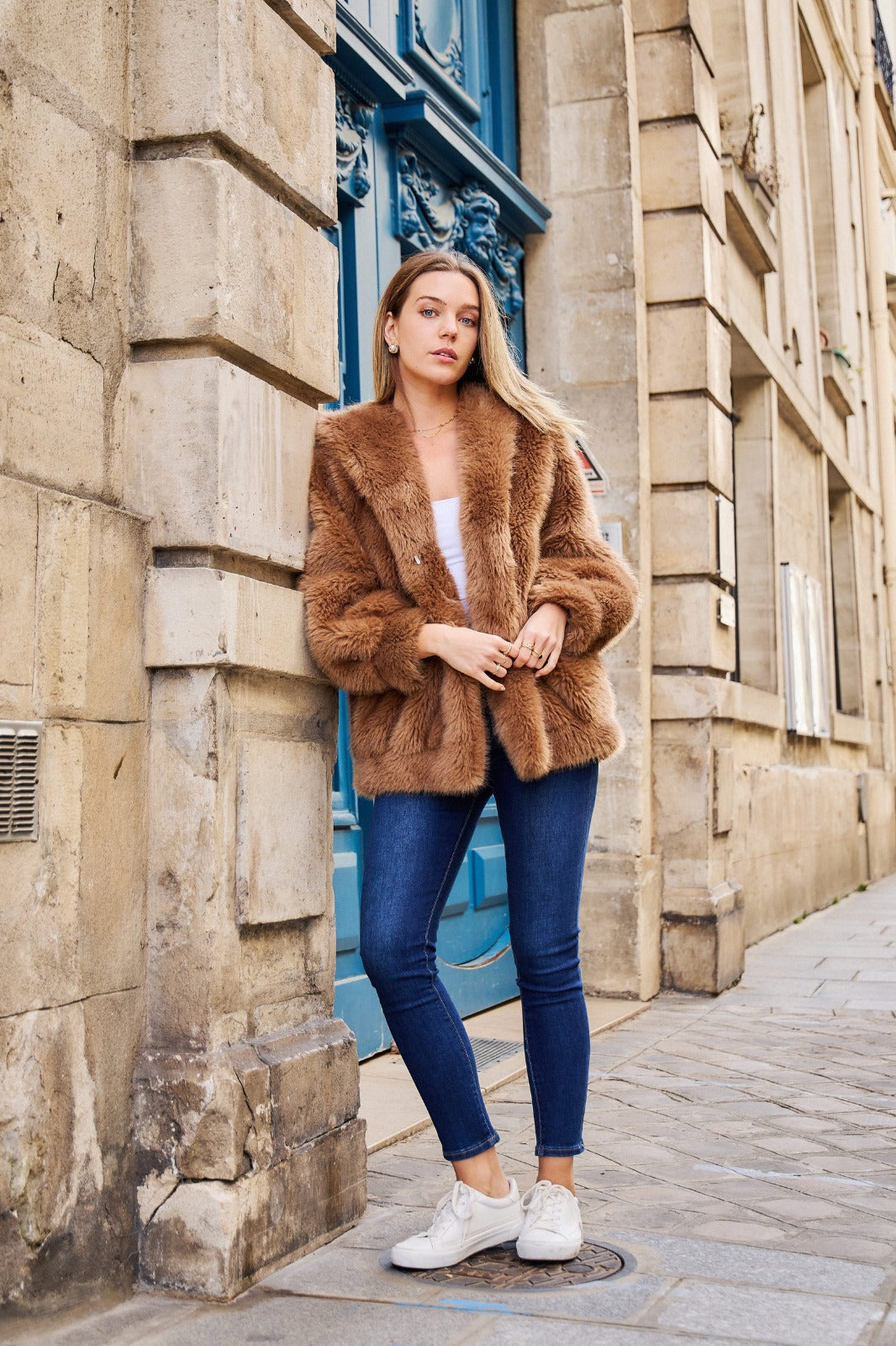 Faux Fur coat Teddy Camel