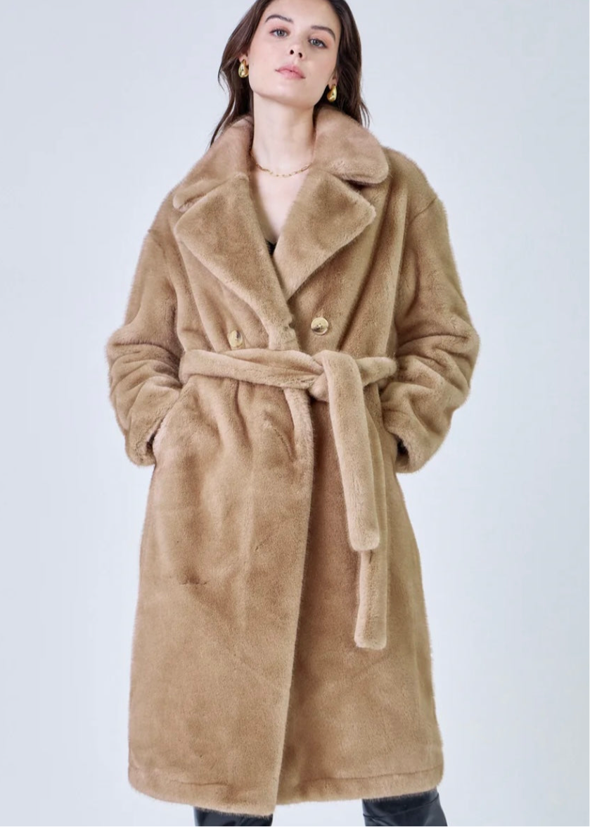 faux fur coat Harmony camel
