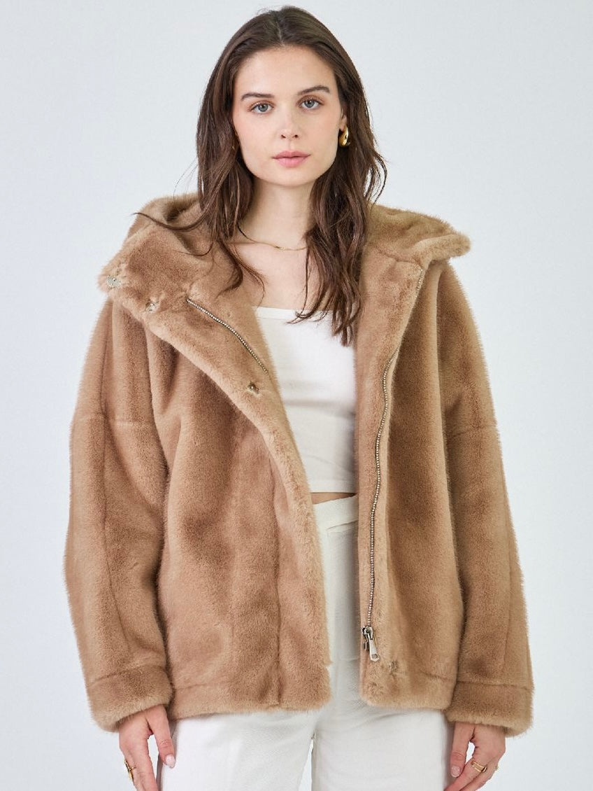 Faux Fur coat camel Scarlett