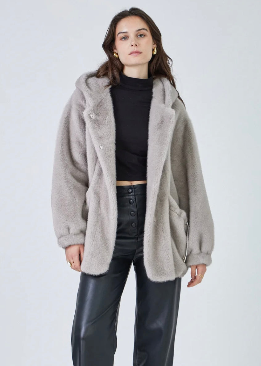 Faux Fur coat Selena grey