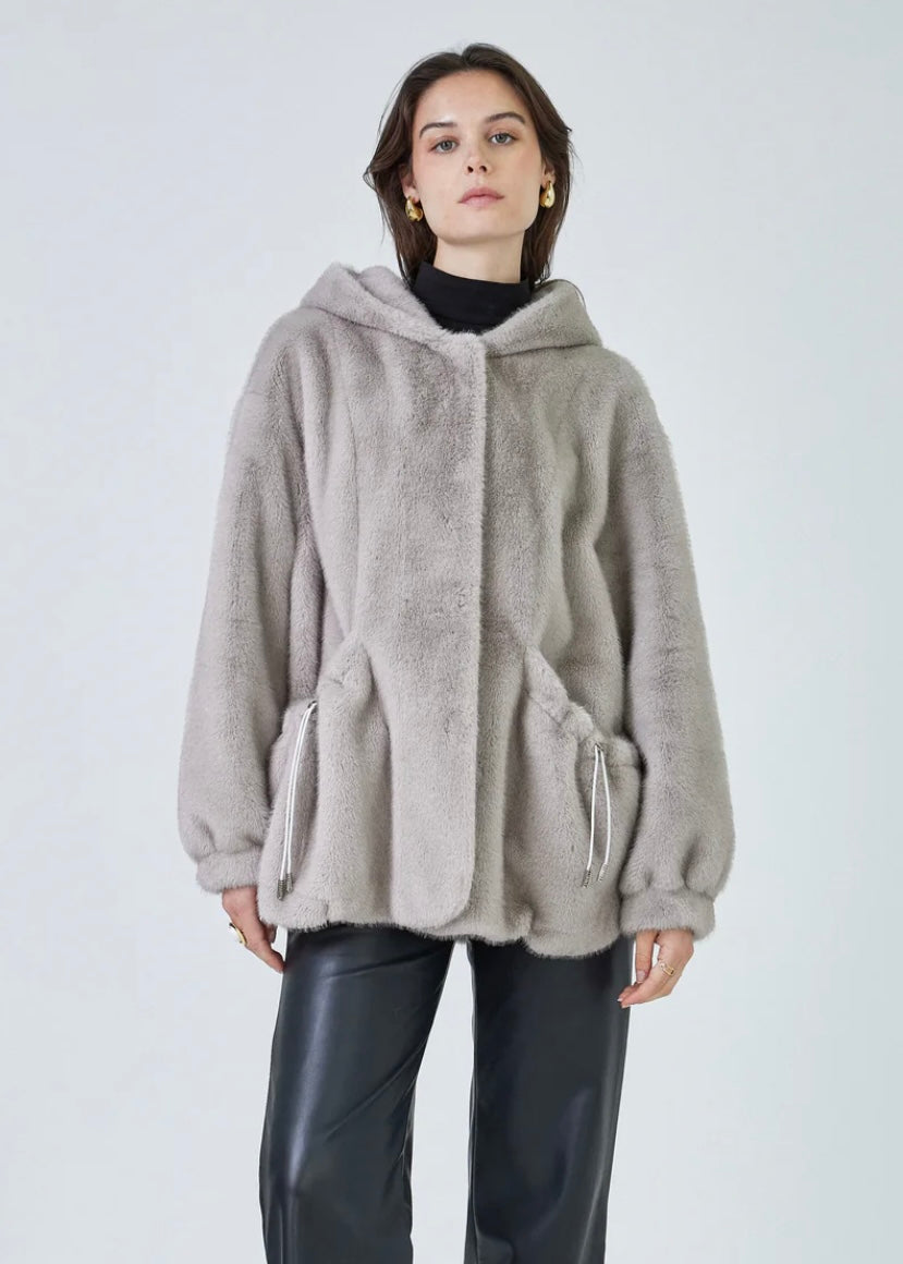 Faux Fur coat Selena grey