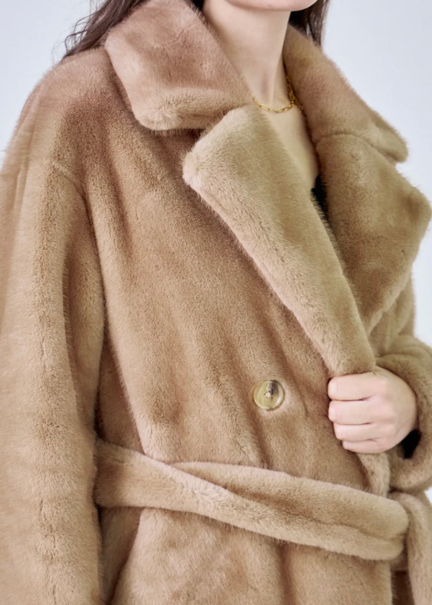 faux fur coat Harmony camel