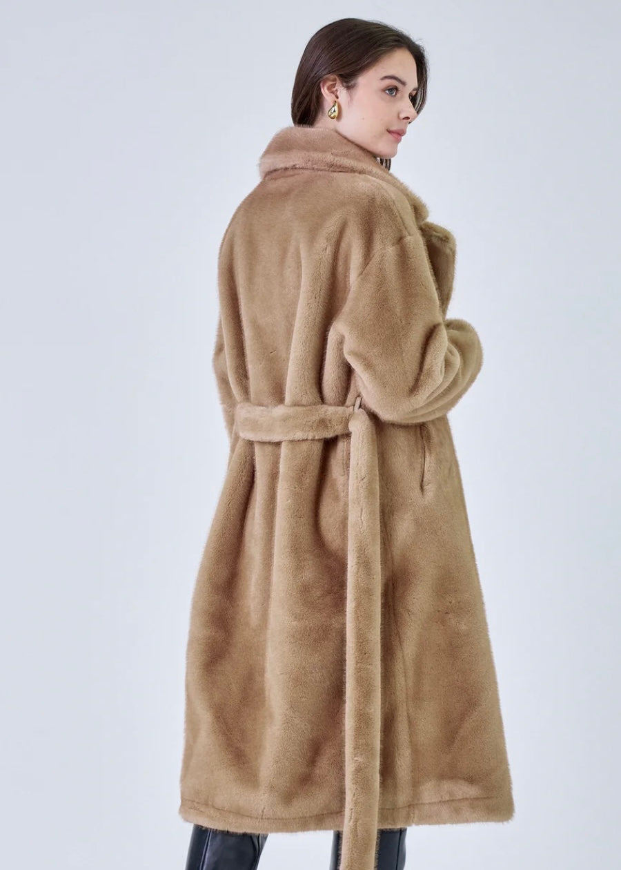 faux fur coat Harmony camel