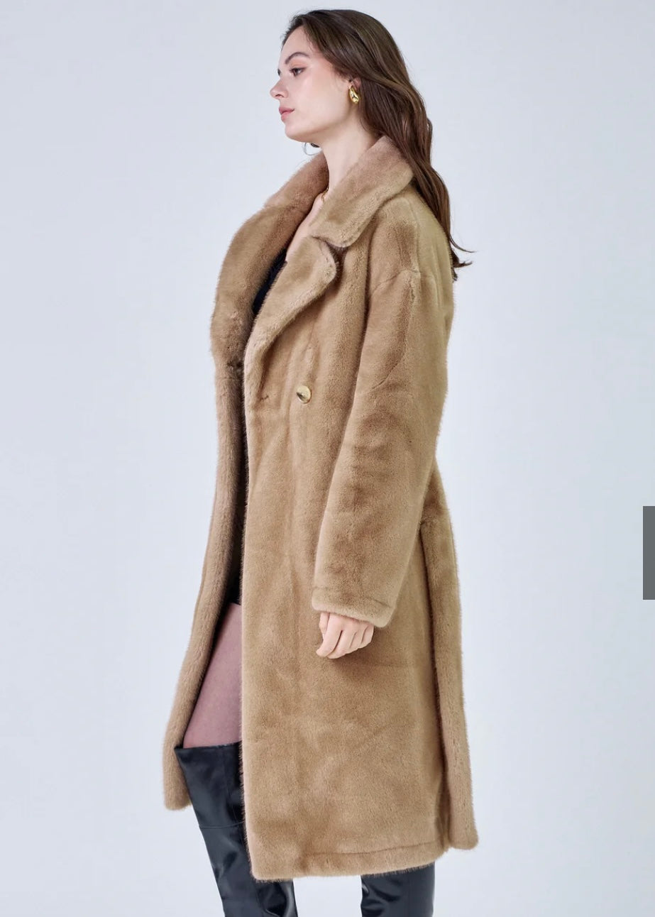 faux fur coat Harmony camel