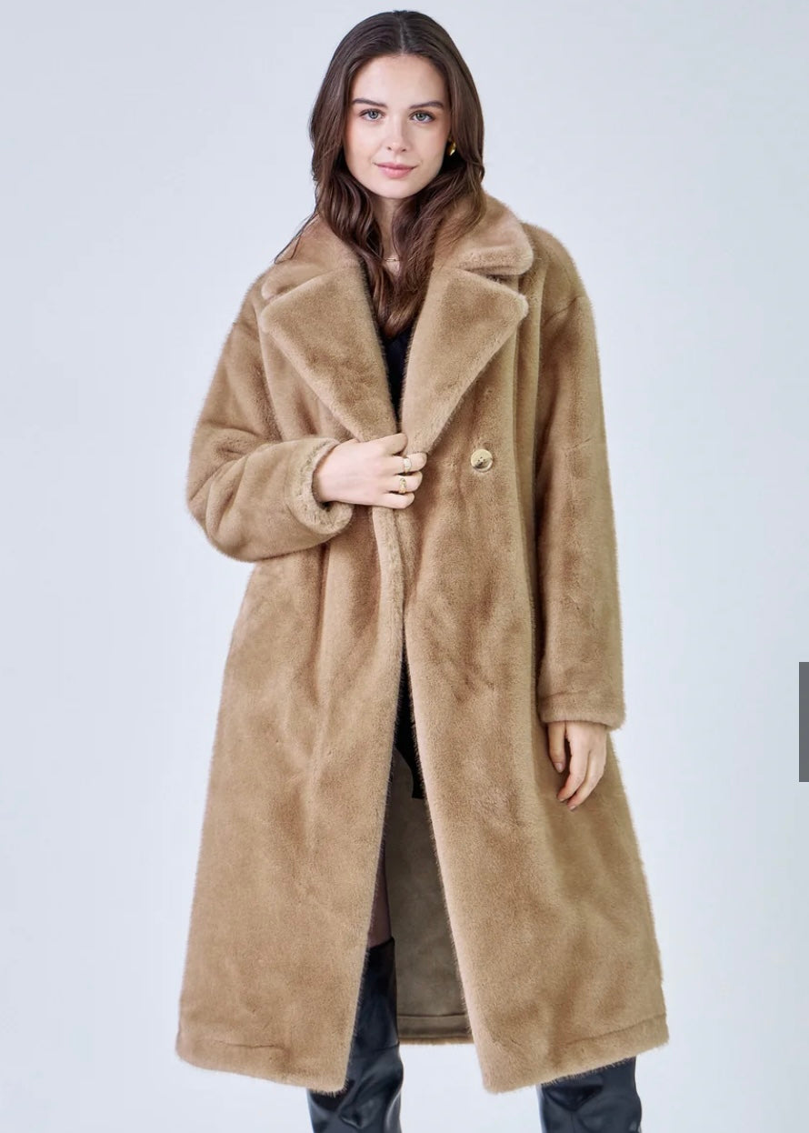 faux fur coat Harmony camel