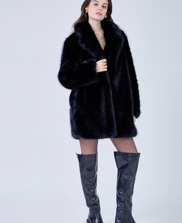 faux fur coat black Anastasi