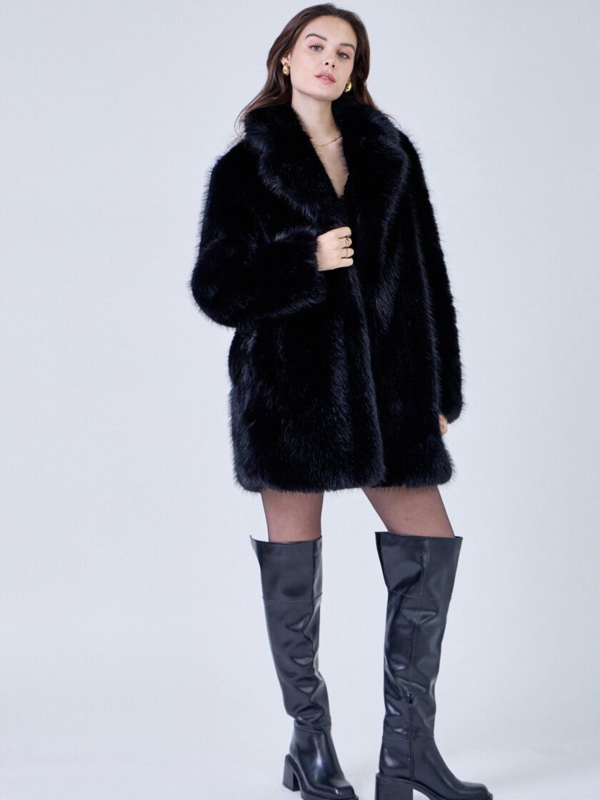 faux fur coat black Anastasi