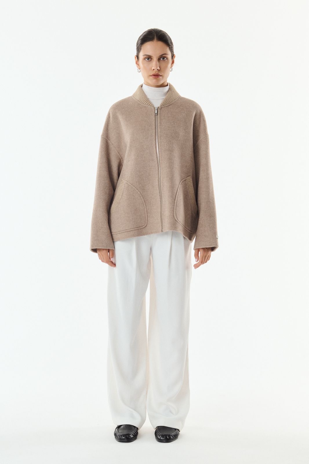 Jas Leo taupe wol cashmere - Afbeelding 3