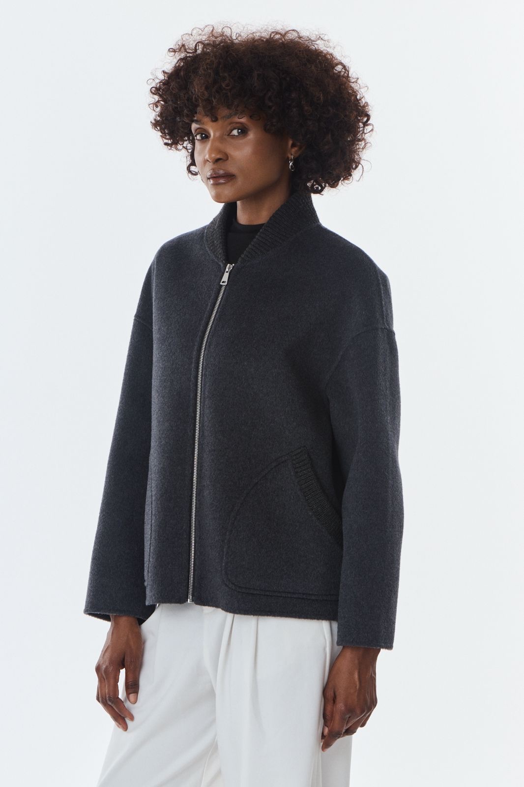 Jas Leo grey wol cashmere - Afbeelding 2