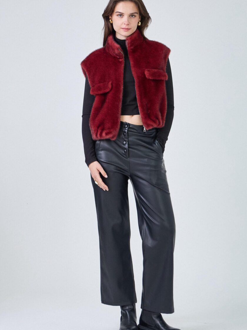 GABY faux fur gilet burgundy