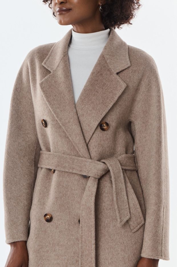 Jas Olive taupe wool cashmere