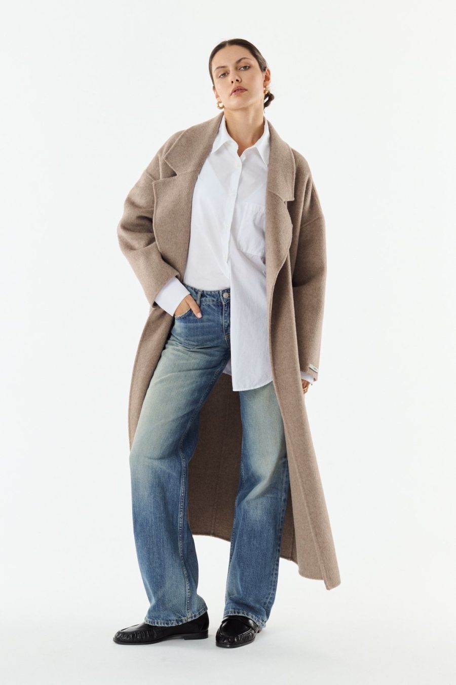 Jas Muriel taupe wool melange