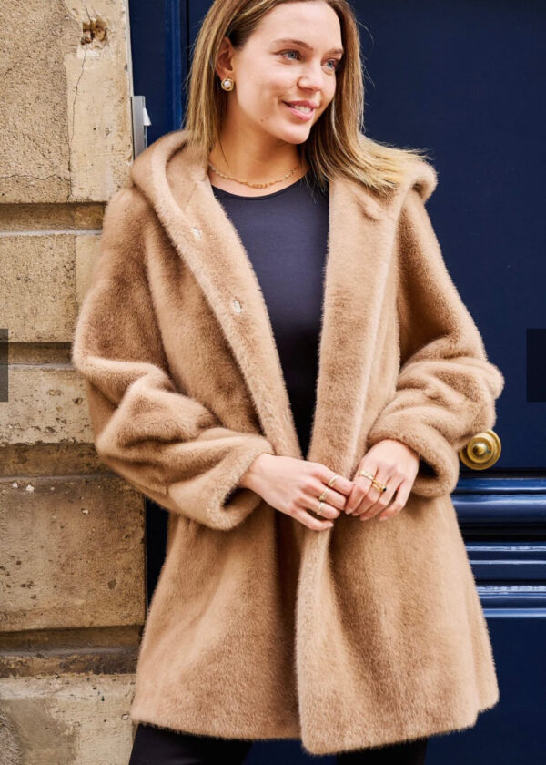 FAUX FUR PARKA CAMEL LISA - Afbeelding 2