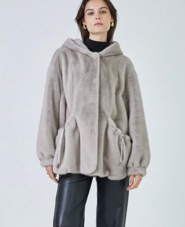 Faux Fur coat Selena grey