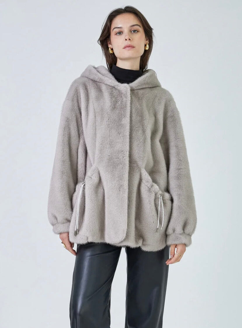 Faux Fur coat Selena grey