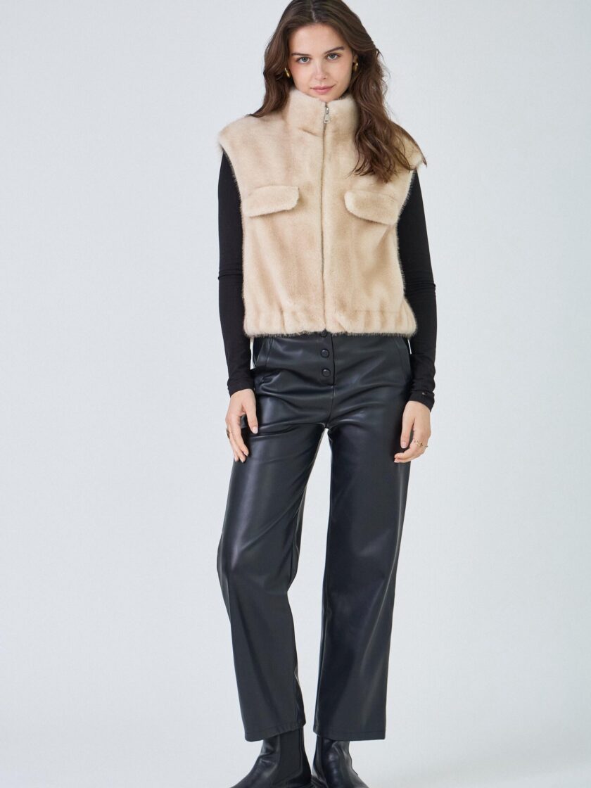 Faux Fur gilet beige Gaby