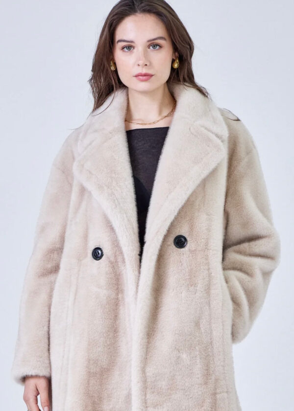 FAUX FUR COAT BEIGE MAX - Afbeelding 2