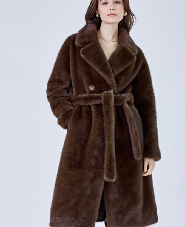 Faux fur coat brown harmony