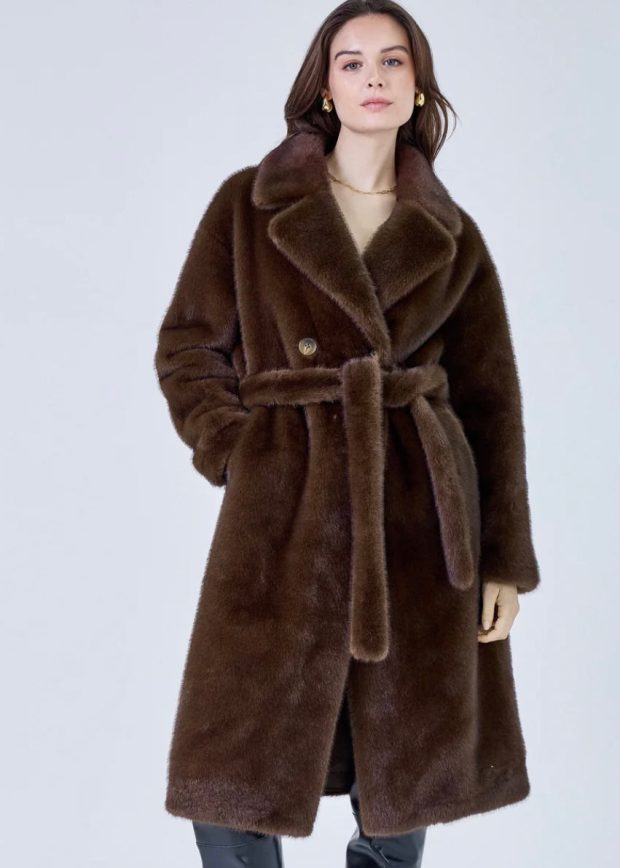 Faux fur coat brown harmony