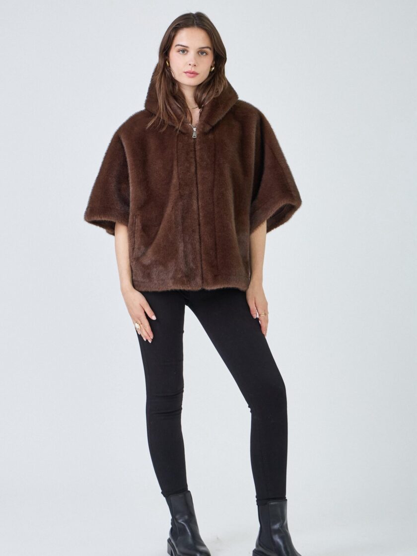Faux Fur cape brown Alizee