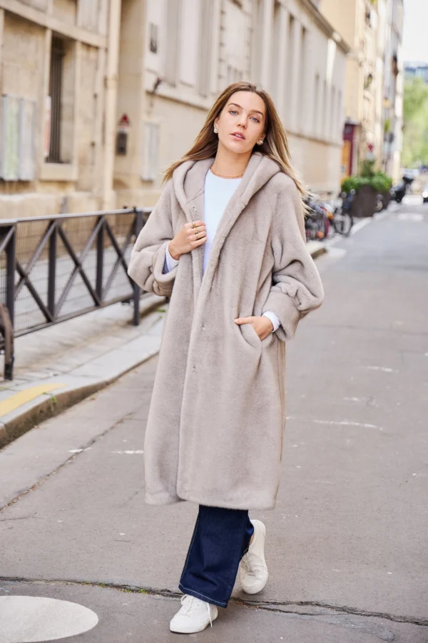 FAUX FUR COAT Isabella grey