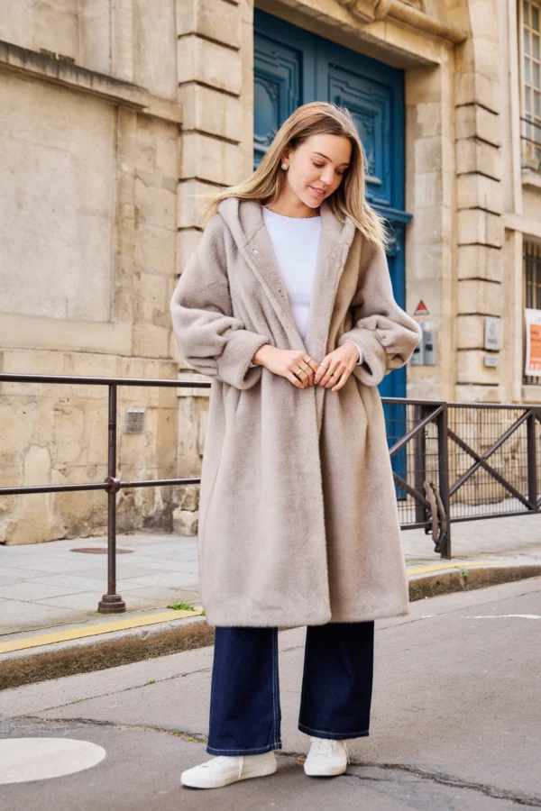 FAUX FUR COAT Isabella grey - Afbeelding 3
