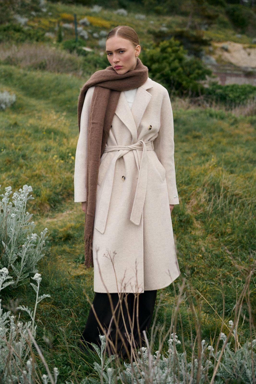 Jas Olive beige wool cashmere - Afbeelding 5