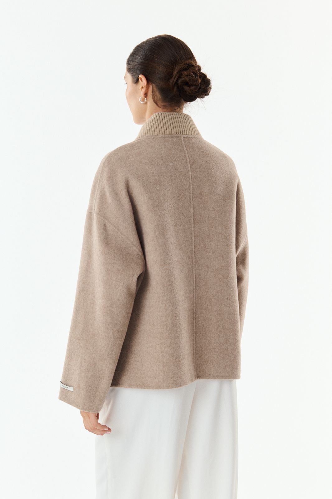 Jas Leo taupe wol cashmere - Afbeelding 4