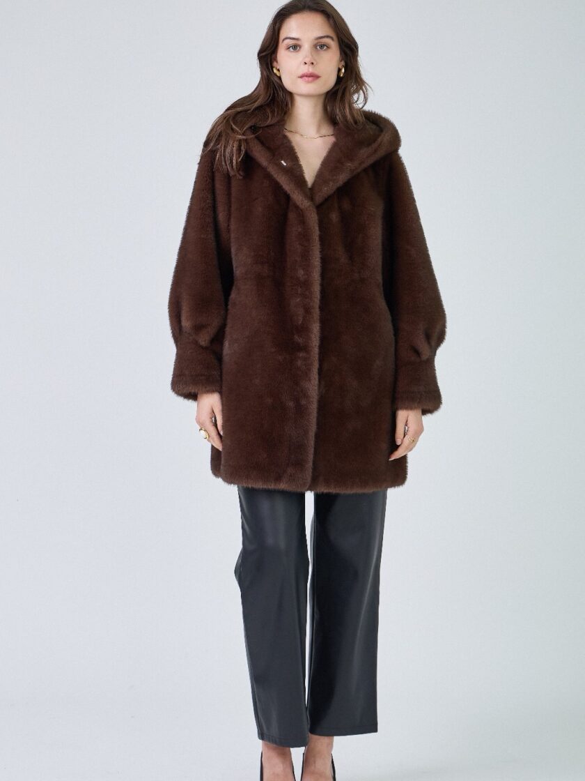 Faux fur coat Lisa brown