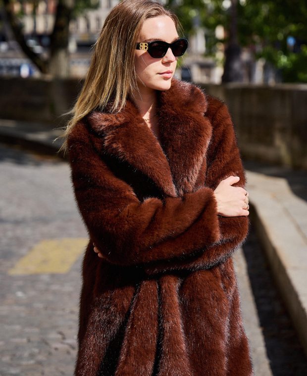 Faux fur coat Anastasia brown