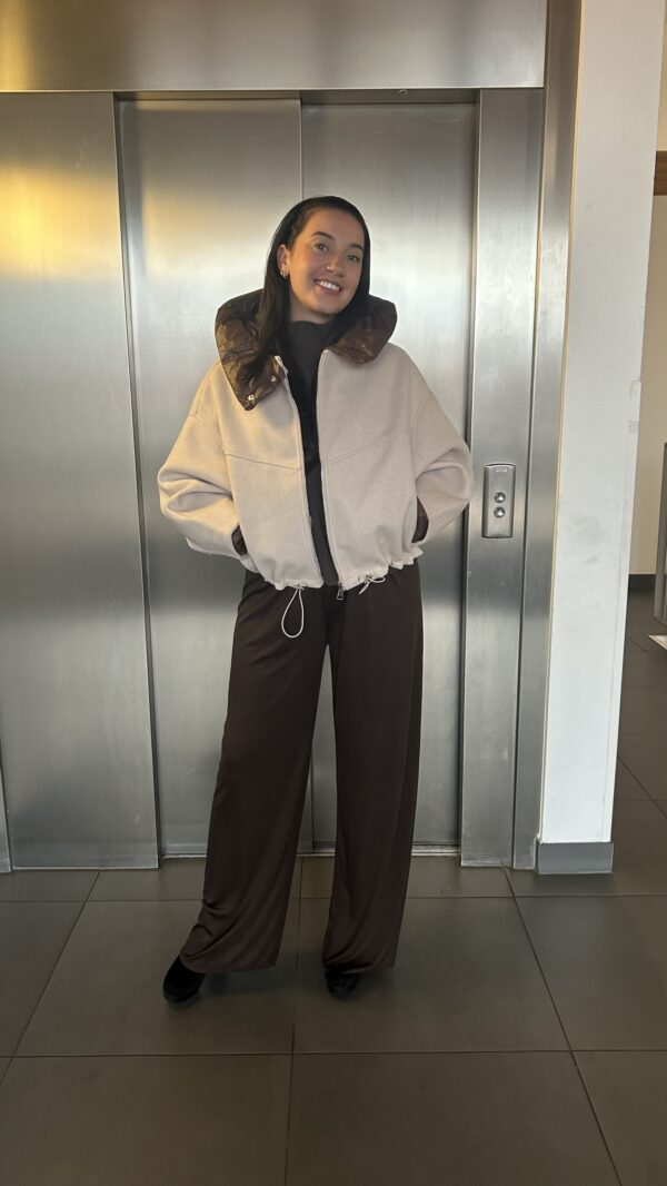 Bomber jacket met capuchon beige