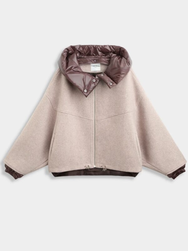 Bomber jacket met capuchon beige - Afbeelding 4