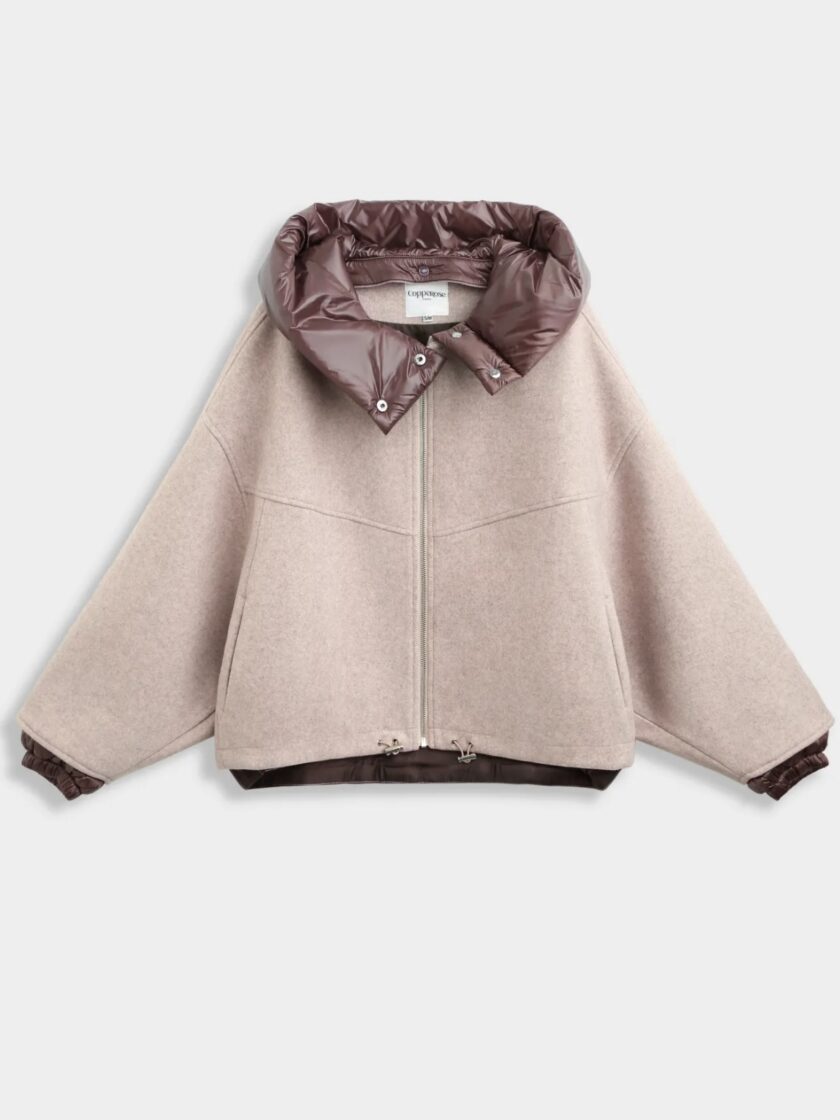 Bomber jacket met capuchon beige
