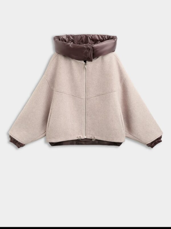 Bomber jacket met capuchon beige - Afbeelding 5