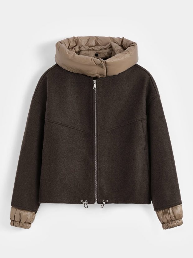 Bomber jacket met capuchon brown