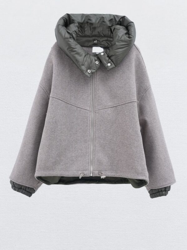 Bomber jacket met capuchon taupe - Afbeelding 4