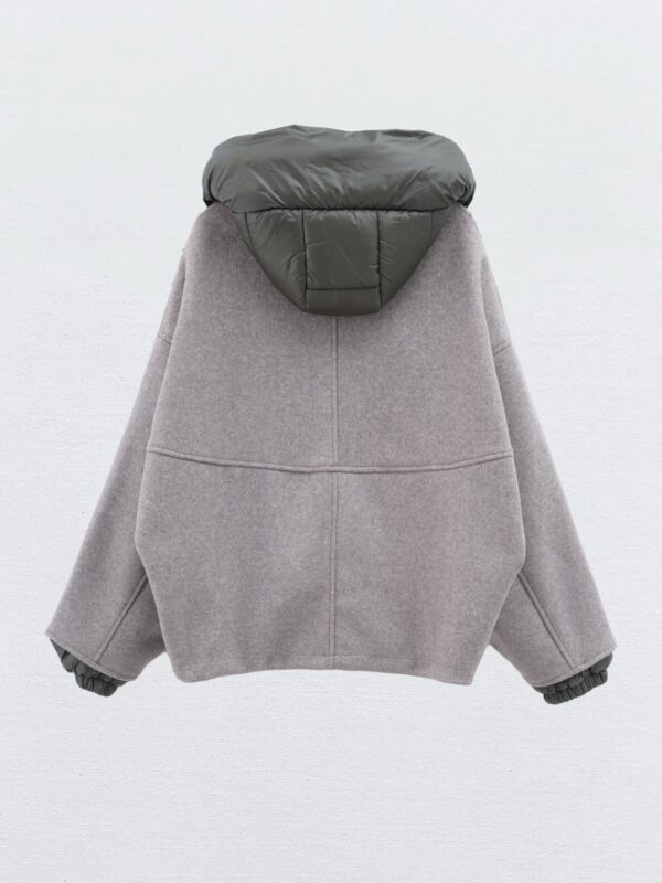 Bomber jacket met capuchon taupe - Afbeelding 3