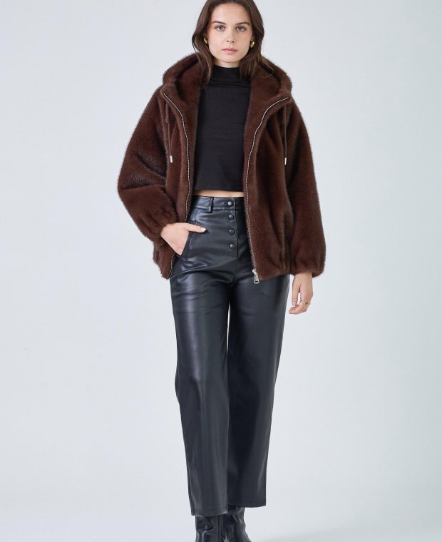 Faux fur bomber brown