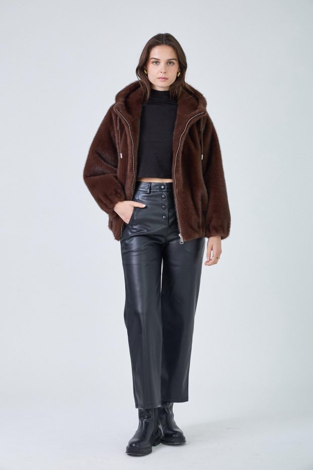 Faux fur bomber brown