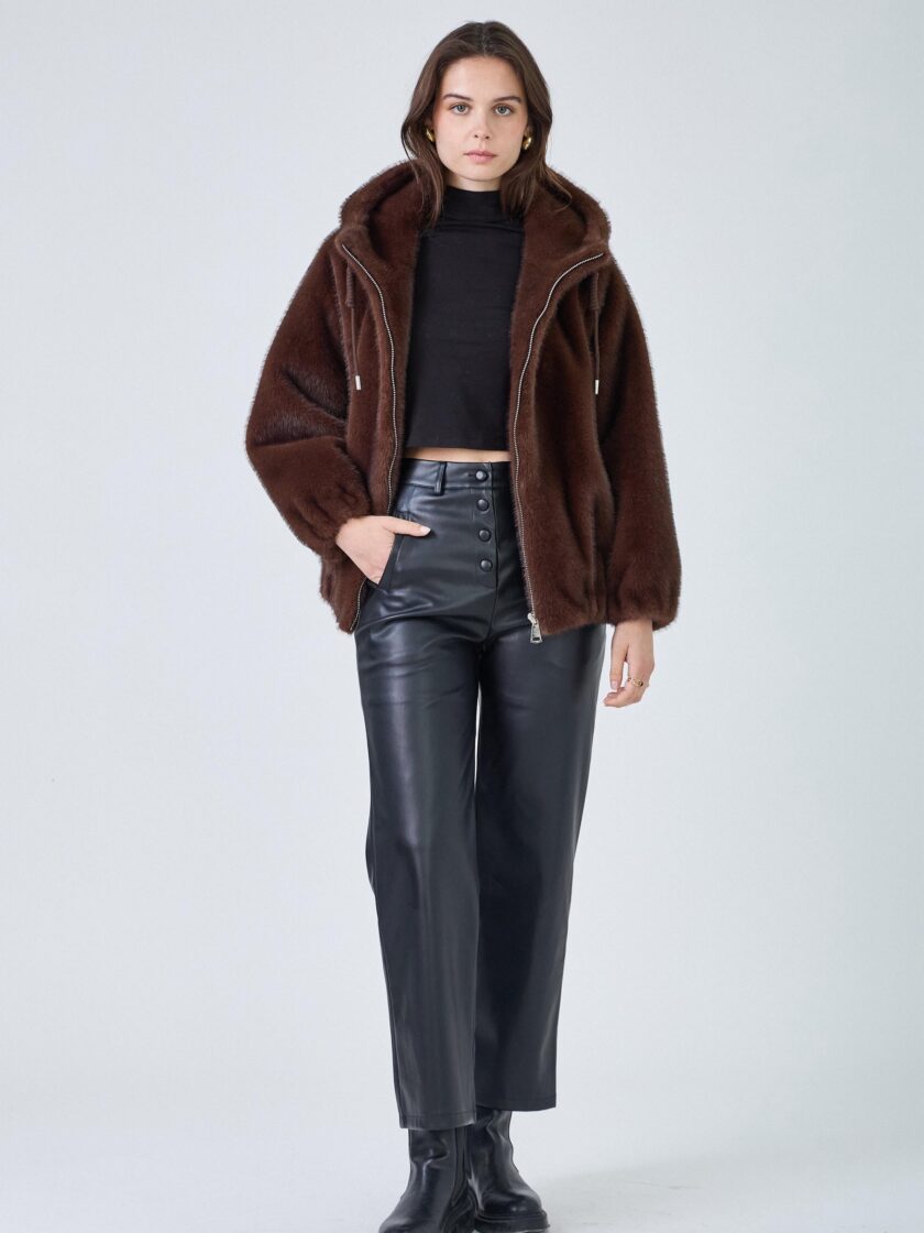 Faux fur bomber brown