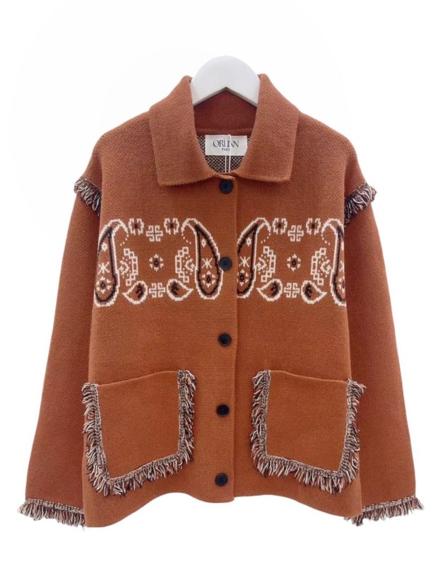Paisley knit jacket roest