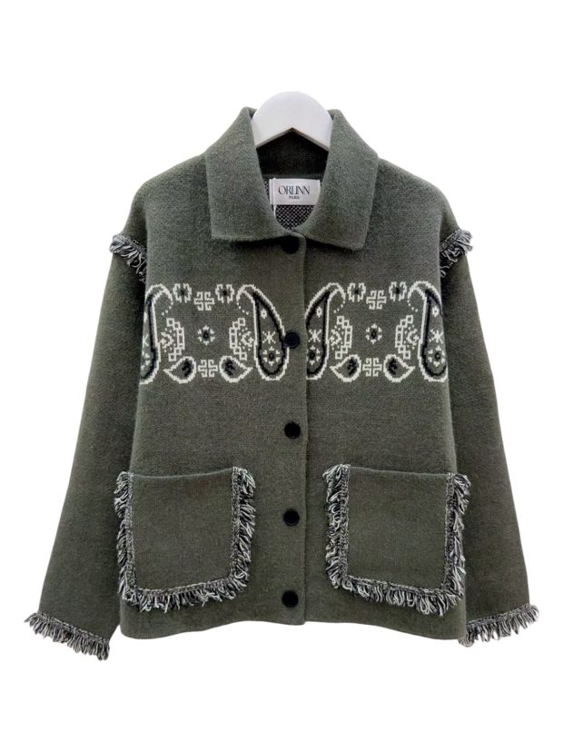Paisley knit Jacket Army green