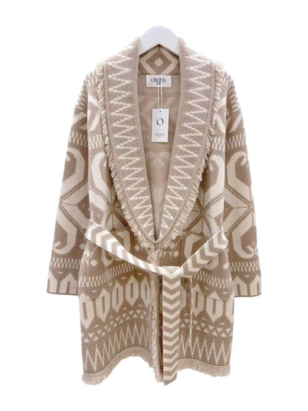 Inca long cardigan with fringe