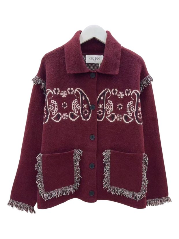 Paisley knit jacket burgundy