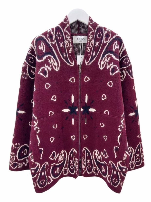 Paisley Oversized zipper Cardigan