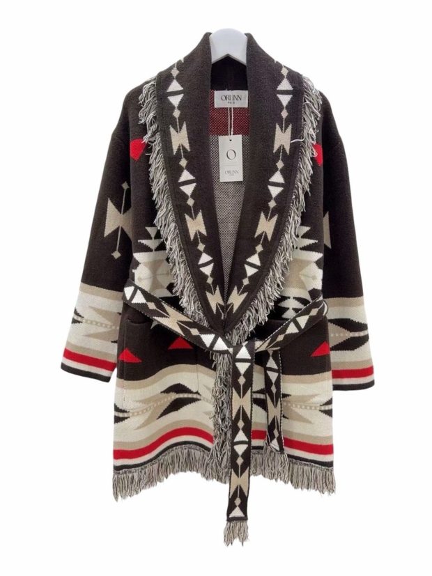 Inca long cardigan with fringes