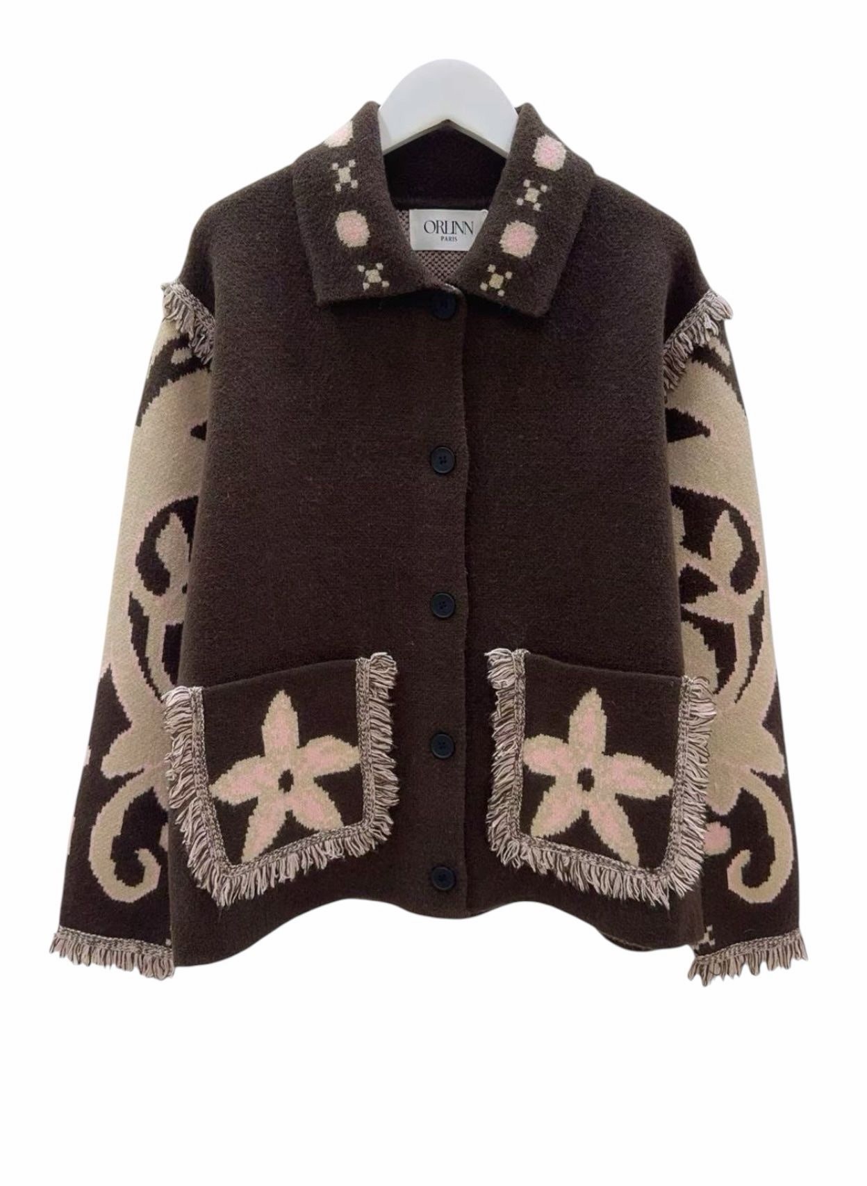 Flower jacquard knit jacket - Afbeelding 3