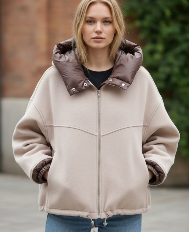Bomber jacket capuchon beige