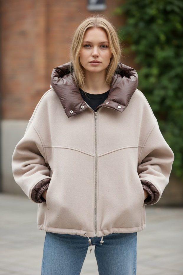 Bomber jacket capuchon beige