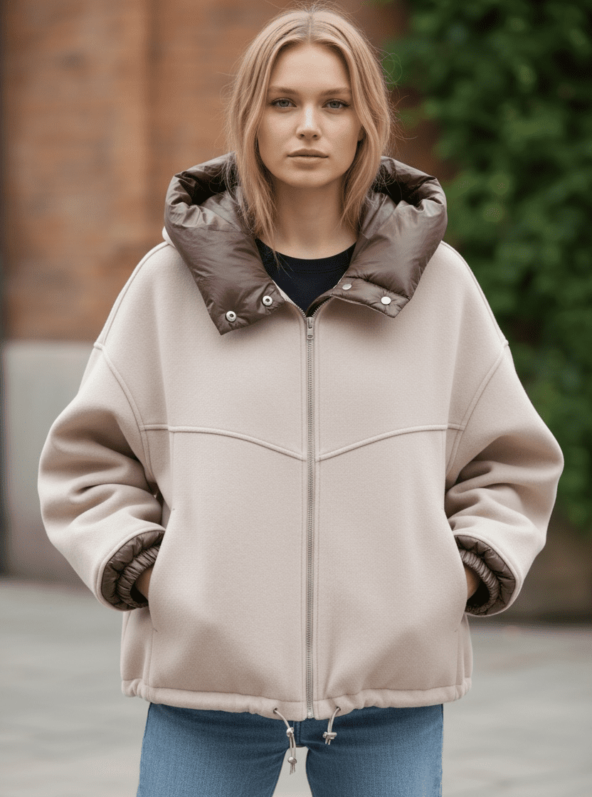 Bomber jacket capuchon beige